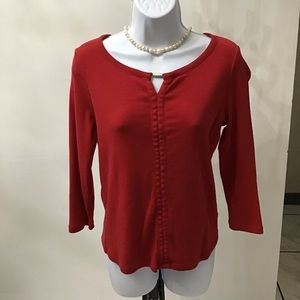 Women’s Size Small Red Rafaella Blouse 3/4 Sleeve Pullover Sweater Stretch